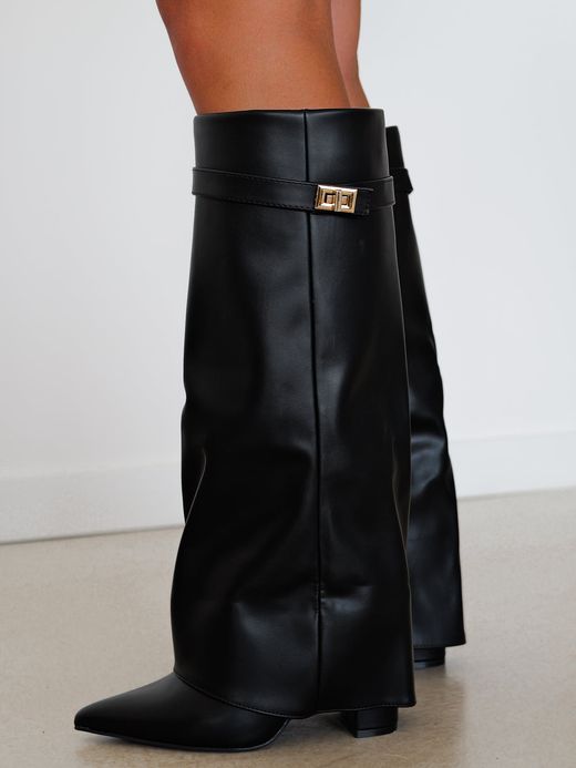 Botas Altas Negras Con Polaina