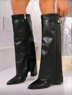 Stivali alti neri con ghette