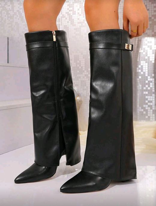 Stivali alti neri con ghette