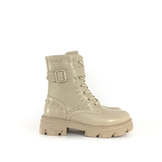 Botas militares com tachas bege