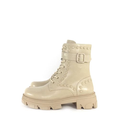 Botas Militares Con Tachuelas Beige