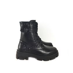 Botas Militares Con Tachuelas Negro