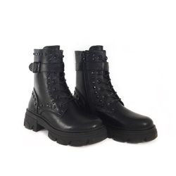 Botas Militares Con Tachuelas Negro