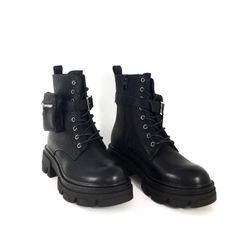 Botas Mujer Con Cordones y Bolsillo