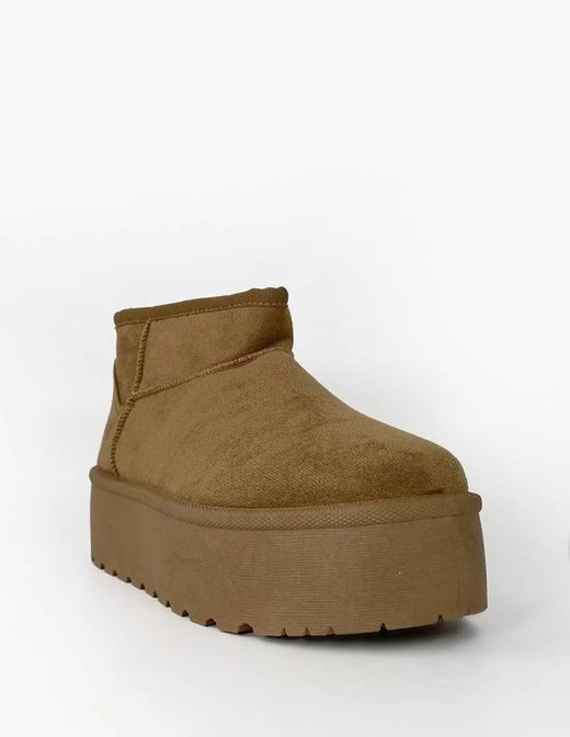 Bottines plates doublées de plateforme camel