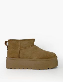 Bottines plates doublées de plateforme camel