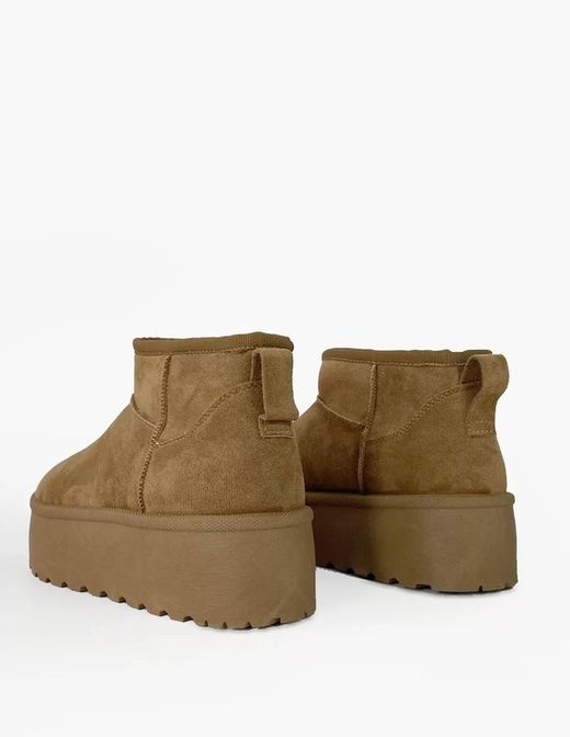 Bottines plates doublées de plateforme camel