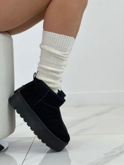 Stivaletti Bassi Foderati Con Plateau Nero