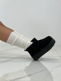 Stivaletti Bassi Foderati Con Plateau Nero