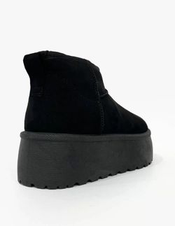 Stivaletti Bassi Foderati Con Plateau Nero