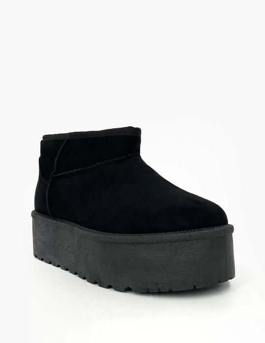 Stivaletti Bassi Foderati Con Plateau Nero