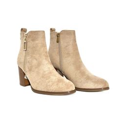 Botín Con Tacón Evelin Beige