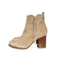 Botín Con Tacón Evelin Beige
