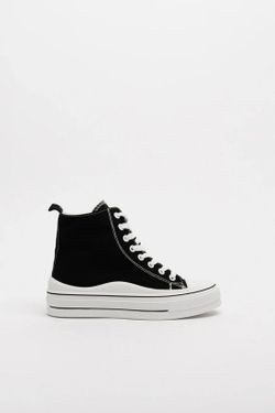 Botín de Lona Tipo Converse Negro