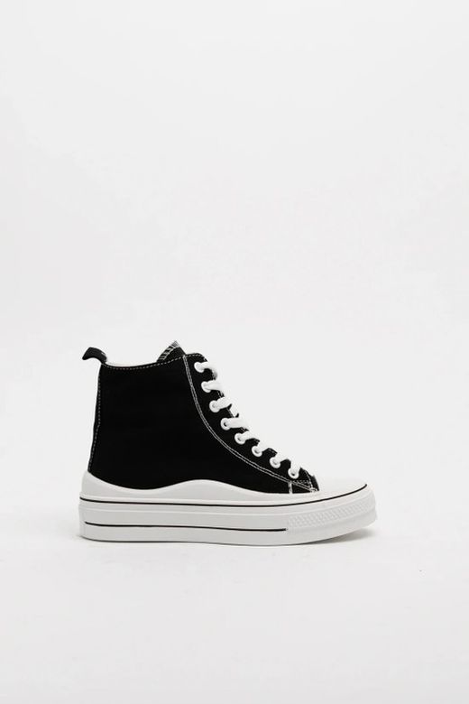 Botín de Lona Tipo Converse Negro