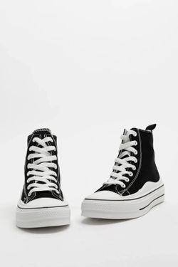 Botín de Lona Tipo Converse Negro