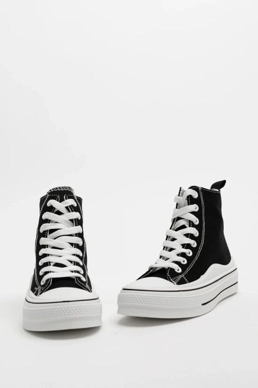 Botín de Lona Tipo Converse Negro