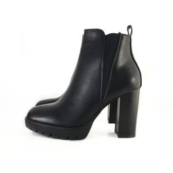 Botín Dennise Con Tacón Ancho Para Mujer Negro