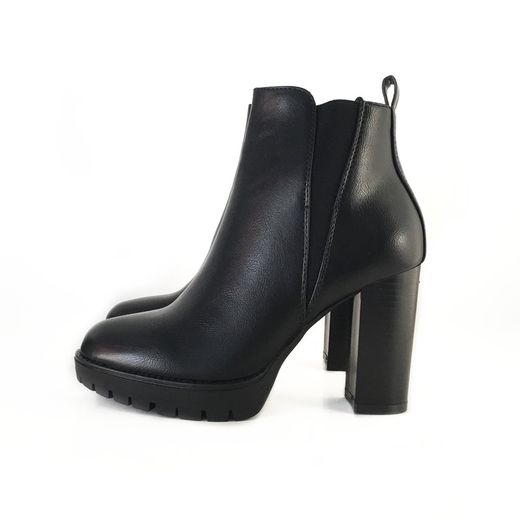 Botín Dennise Con Tacón Ancho Para Mujer Negro