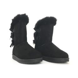 Botín Forrado Con Lazos Negro