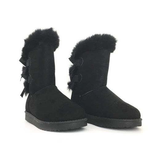 Botín Forrado Con Lazos Negro