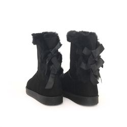 Botín Forrado Con Lazos Negro