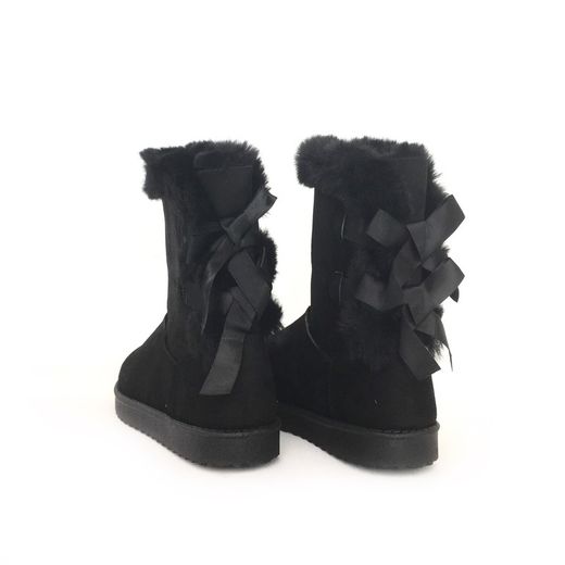 Botín Forrado Con Lazos Negro