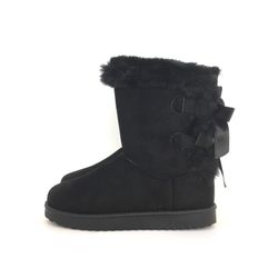 Botín Forrado Con Lazos Negro