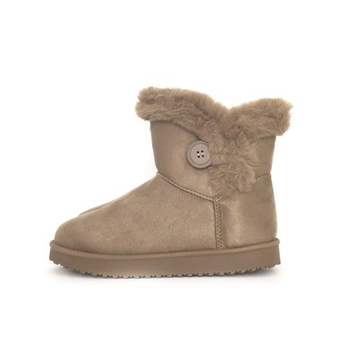 Botín Forrado Con Pelo Para Mujer Khaki