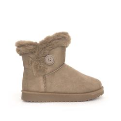 Bota de pele feminina forrada tornozelo cáqui