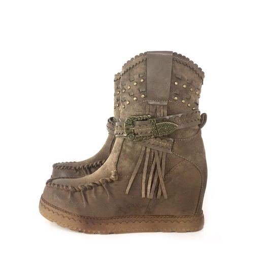 Botín Indianini Con Cuña Taupe