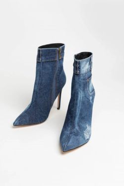 Botín Jeans Con Tacón Fino