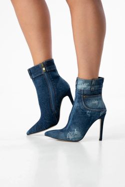 Botín Jeans Con Tacón Fino