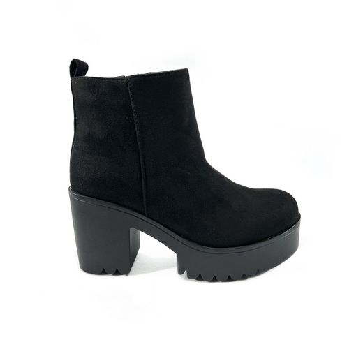 Botín Meral Negro Con Tacón Ancho