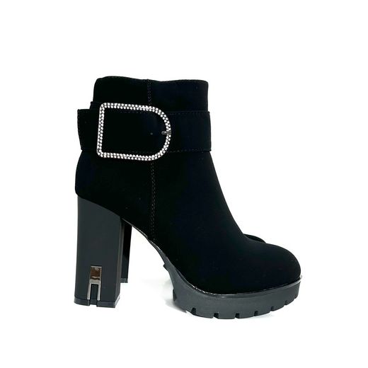Bottine Strass À Talon Noir