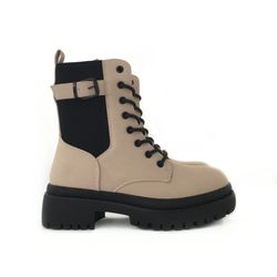 Botines Acordonados Beige
