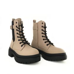 Botines Acordonados Beige