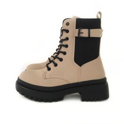 Botines Acordonados Beige