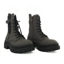 Botines Acordonados Verde Kaki