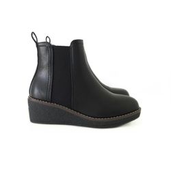 Botines Con Cuña Negro