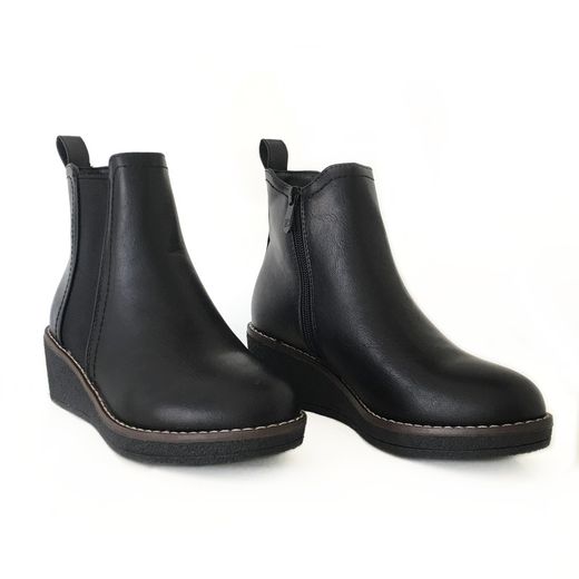 Botines Con Cuña Negro