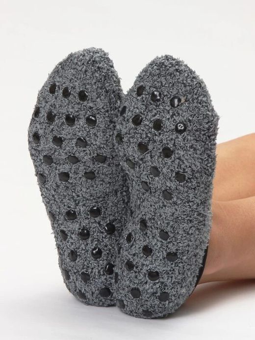 Calcetines Cortos Forrados Antideslizante Gris