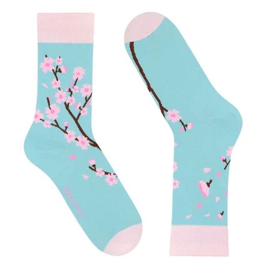 Calcetines Largos De Algodón Con Dibujo De Flores
