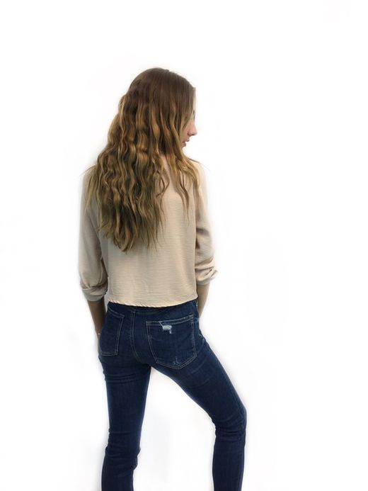 Camisa Nudo Delantero Beige