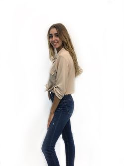 Camisa Nudo Delantero Beige