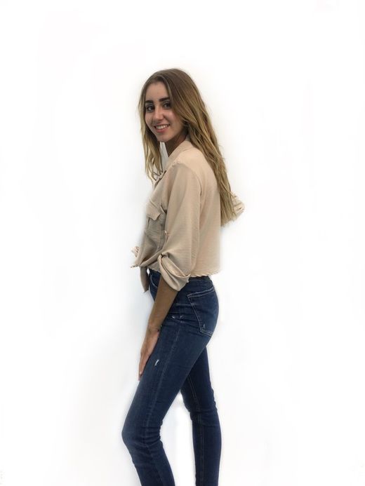 Camisa Nudo Delantero Beige