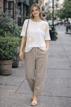 T-shirt blanc à fleurs