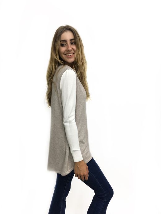 Chaleco De Punto Mujer Beige