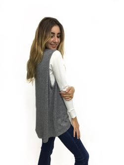 Chaleco De Punto Mujer Gris