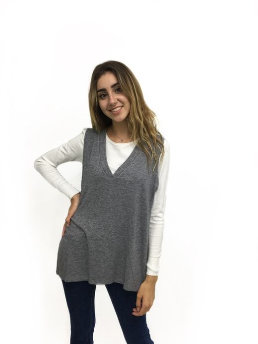 Chaleco De Punto Mujer Gris